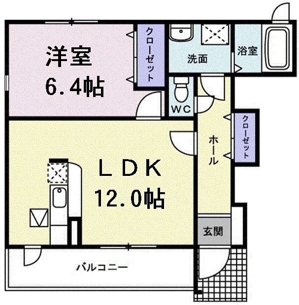 ニューグレイス(1LDK/1階)の間取り写真