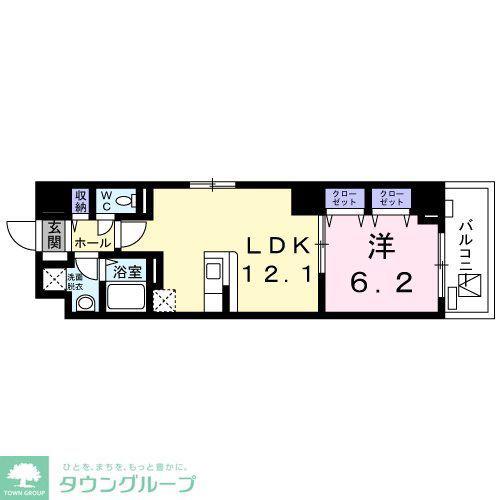 E アレグリア(1LDK/6階)の間取り写真