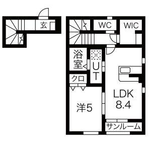 セレッソ袖野田(1LDK/2階)の間取り写真