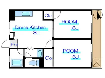 イカリハイツ(2DK/4階)の間取り写真