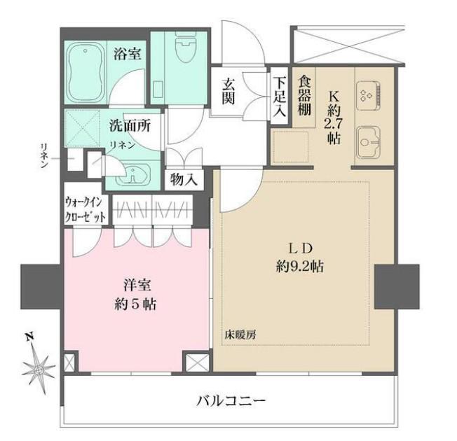 ザ・レジデンス四谷ガーデン(1LDK/4階)の間取り写真