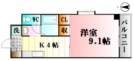 グランヴェルジェ中須II(1K/11階)の間取り写真