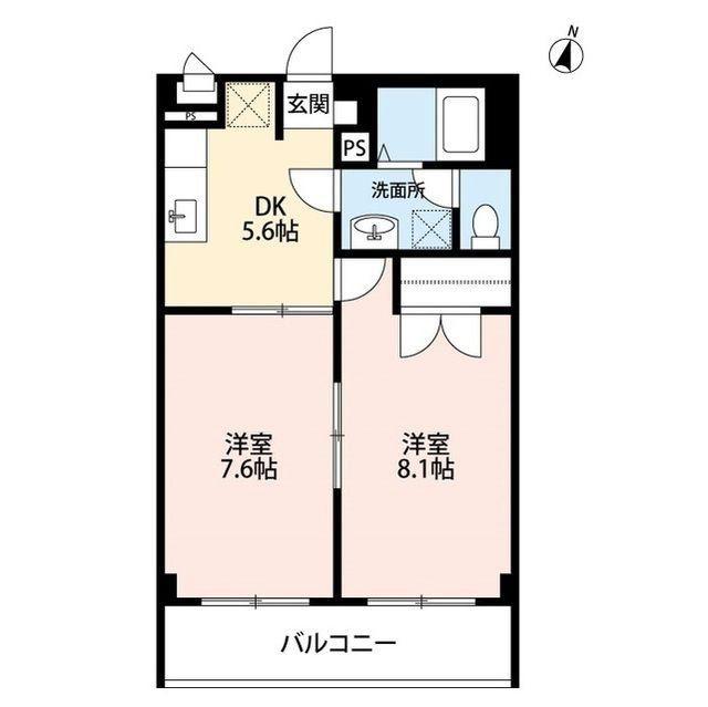 アンプルール・フレア(2DK/3階)の間取り写真