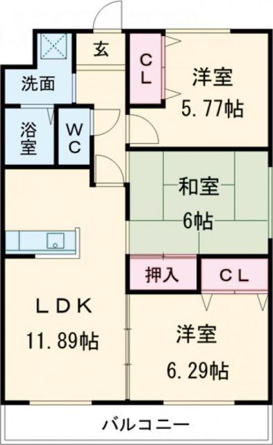 フォルスト向陽(3LDK/2階)の間取り写真