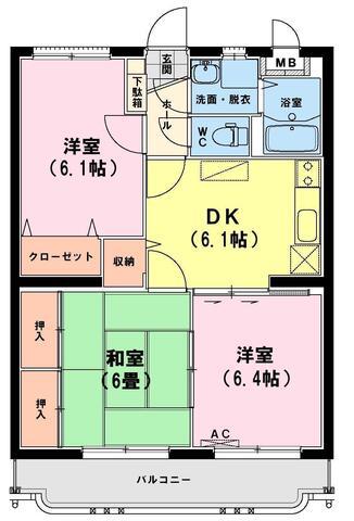 ユーミーいちまるII(3DK/3階)の間取り写真