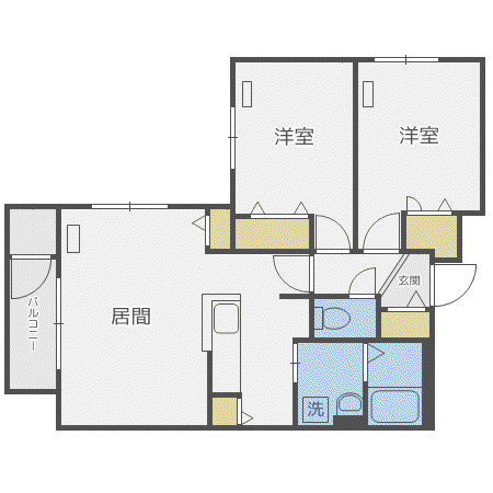 ＪＲ函館本線 発寒中央駅 徒歩14分 4階建 築9年(2LDK/3階)の間取り写真