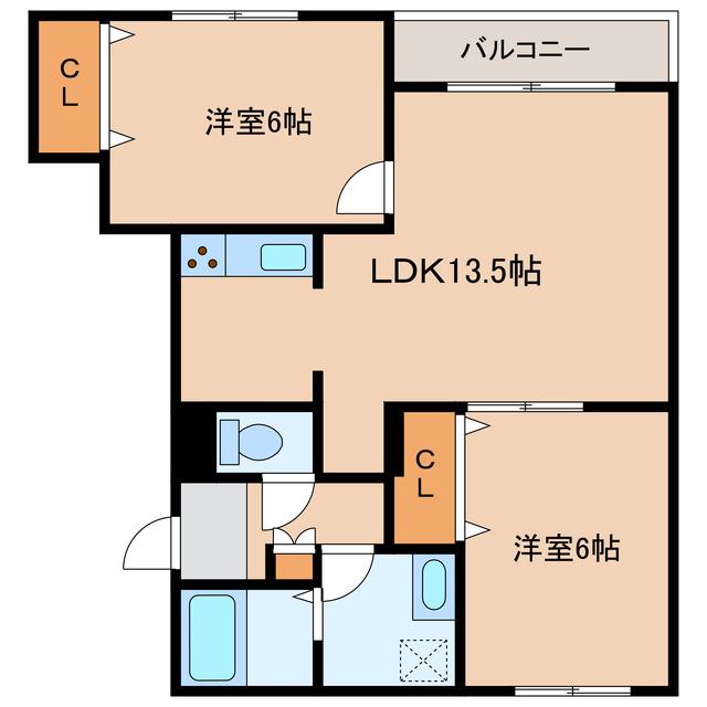 フィールドヴィレッジ(2LDK/4階)の間取り写真