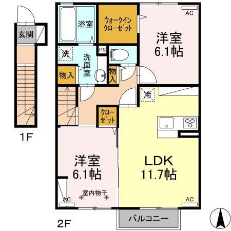 グラン・ウィン/グラン・マム グラン・マム(2LDK/2階)の間取り写真