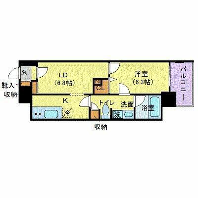 カスタリア蔵前(1LDK/11階)の間取り写真