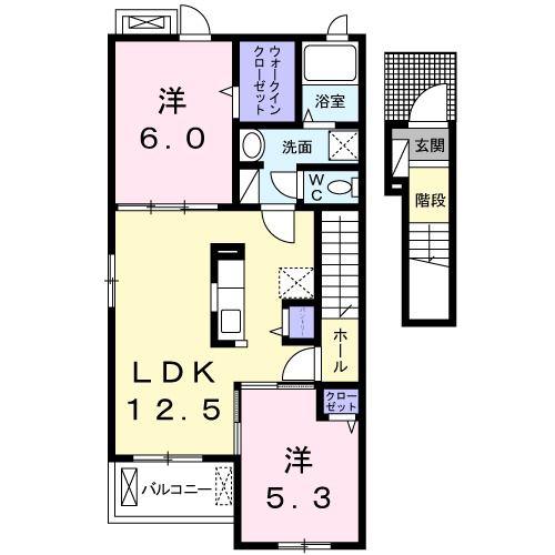 ル ヴァン B(2LDK/2階)の間取り写真