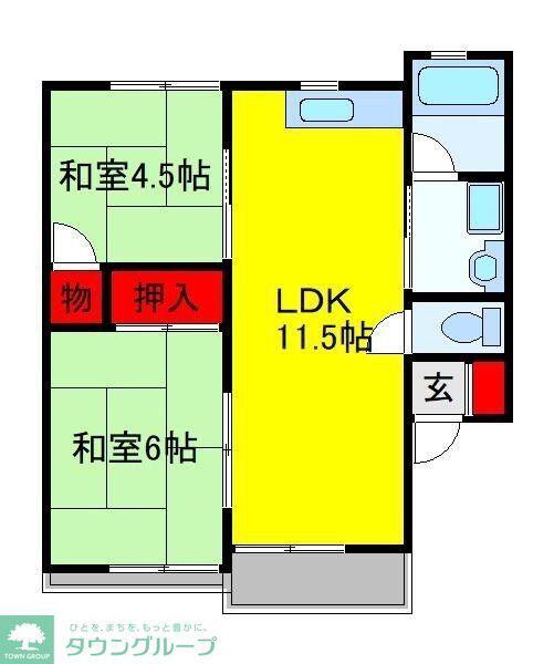 スターハイツ・E-Ⅰ(2LDK/2階)の間取り写真