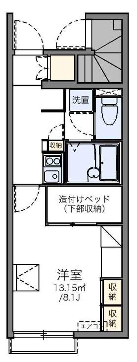 シュガーハイム(1K/1階)の間取り写真