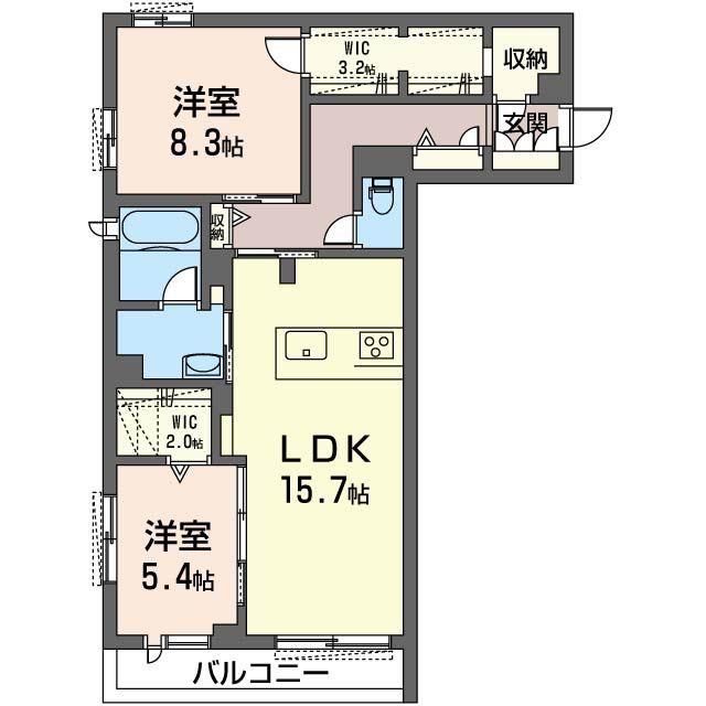 ザ ファースト(2LDK/3階)の間取り写真