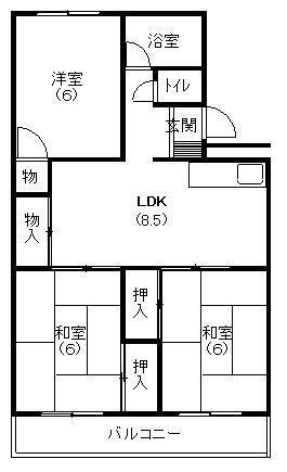 寿マンションC(3DK/3階)の間取り写真