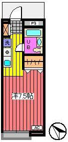 モンターニュ(ワンルーム/2階)の間取り写真