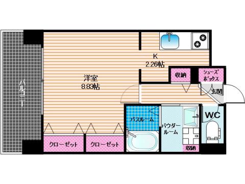 ソシオス平尾(1K/5階)の間取り写真