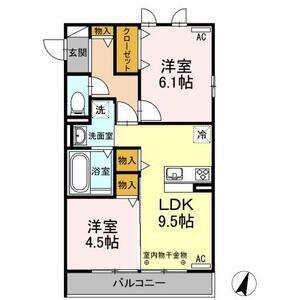 グレンディール(2LDK/2階)の間取り写真