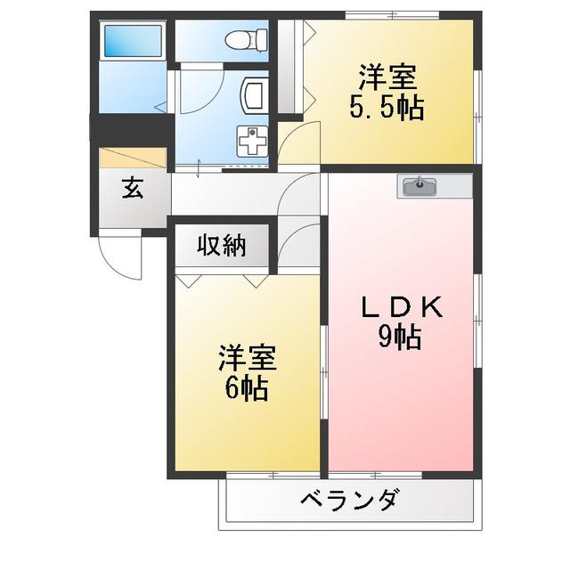 KS壱番館 弐番館(2LDK/2階)の間取り写真