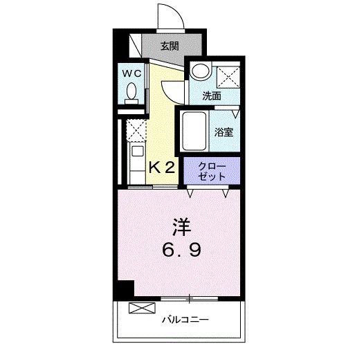 パークサイド K(1K/1階)の間取り写真
