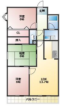 グリーンオーク(3LDK/2階)の間取り写真