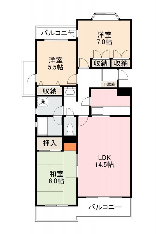 メゾン・ド・稔(3LDK/5階)の間取り写真