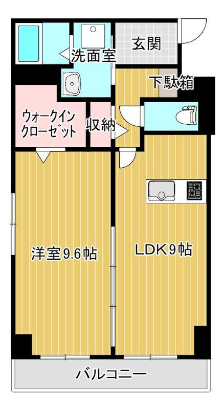 フォブールこもだA(1LDK/2階)の間取り写真