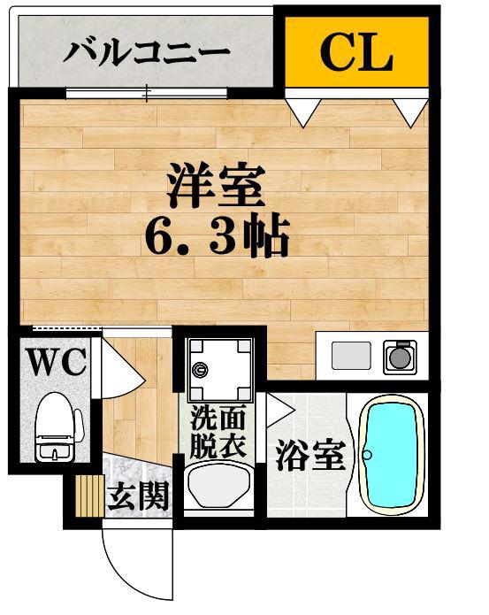 天王寺北Rマンション(ワンルーム/1階)の間取り写真