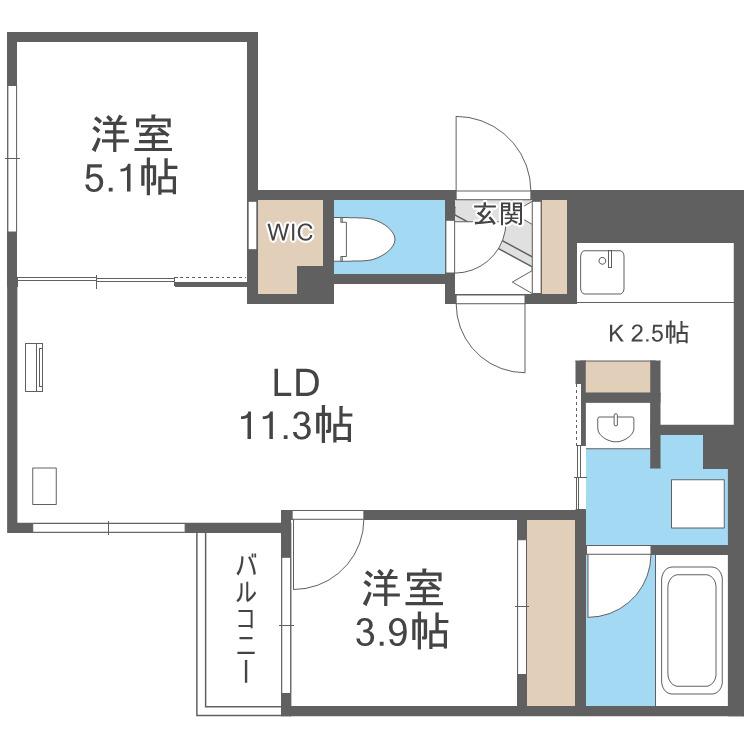 TERRACE SAKURA(2LDK/4階)の間取り写真