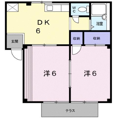 シティハイツラピス(2DK/1階)の間取り写真