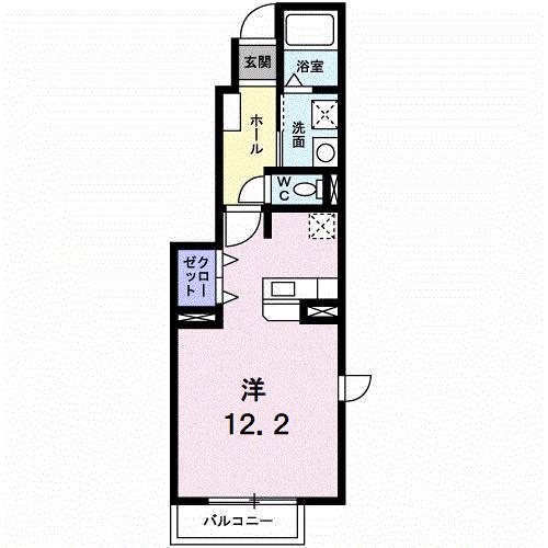エクラ駿I(1K/1階)の間取り写真