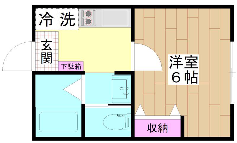 G.FLAPVII(1K/1階)の間取り写真