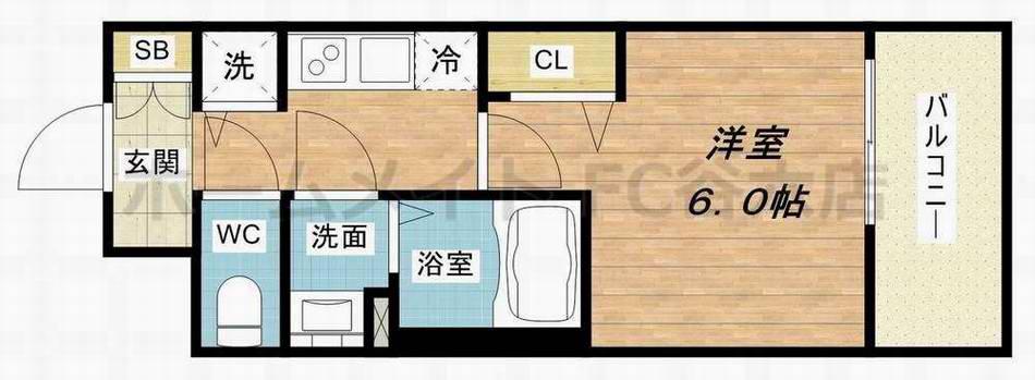 レオンコンフォート阿波座西(1K/6階)の間取り写真