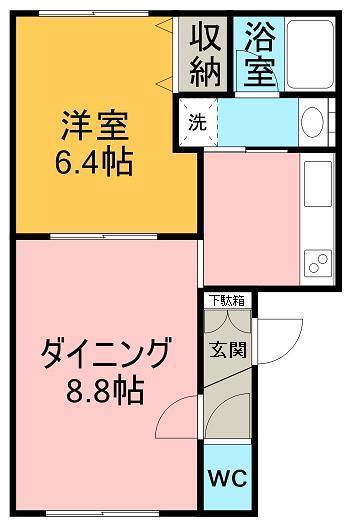 リバティサウスクラウド(1LDK/4階)の間取り写真