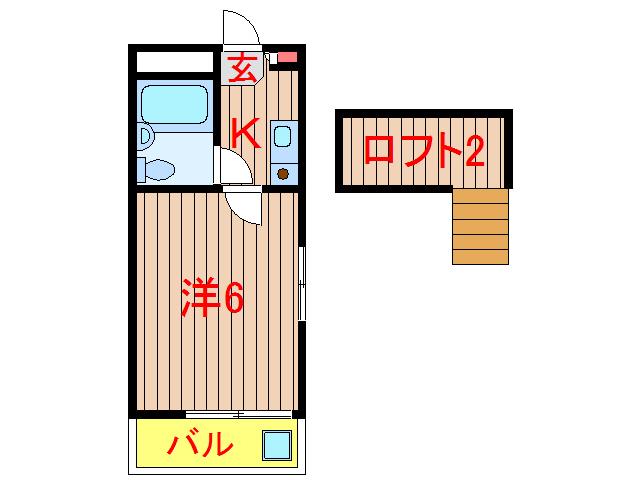 ジュネパレス船橋第9(1K/2階)の間取り写真