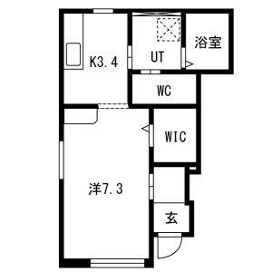 シエール(ワンルーム/1階)の間取り写真