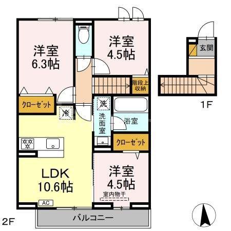 リッシュセゾン E(3LDK/2階)の間取り写真