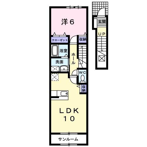 ムーンダストA(1LDK/2階)の間取り写真