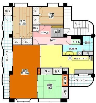 ＪＲ鹿児島本線 九州工大前駅 徒歩8分 3階建 築25年(3LDK/3階)の間取り写真