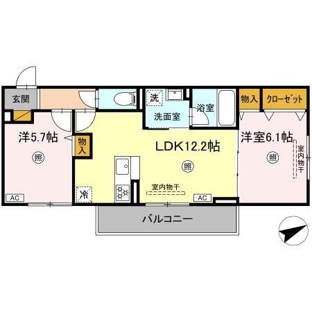 レーヴ・ウェル笠原DEUX(2LDK/2階)の間取り写真