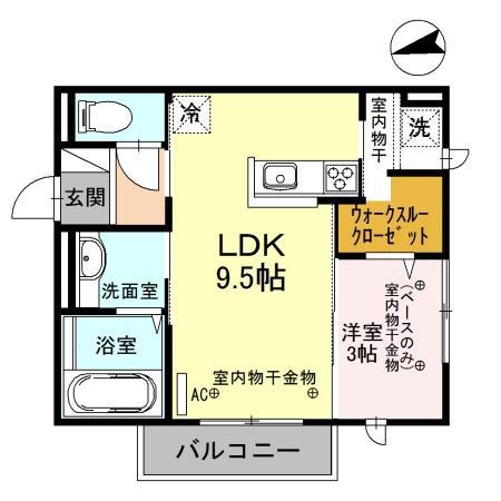ツインヴィラ増泉 A(1LDK/2階)の間取り写真