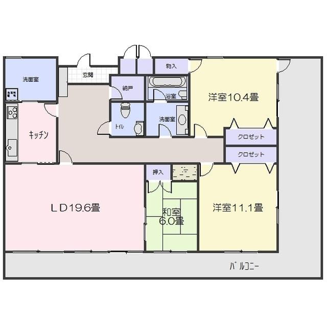 プロシード甲府(3LDK/11階)の間取り写真