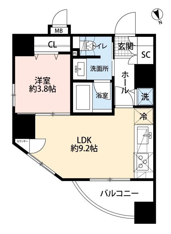 パレソレイユAKIBA イースト(1LDK/10階)の間取り写真