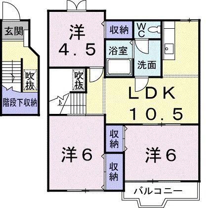 エクセランII番館(3LDK/2階)の間取り写真