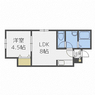 グランシャトレ琴似(1LDK/3階)の間取り写真