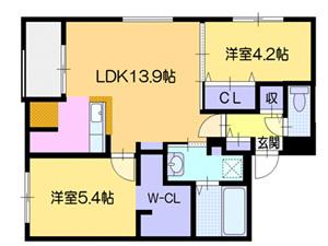 カーサAT平岸2ND(2LDK/4階)の間取り写真