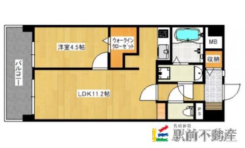 ボスコボブビルディング(1LDK/3階)の間取り写真