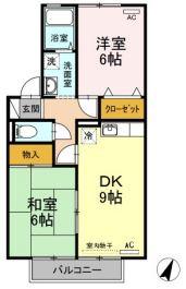 セジュール中村B棟(2DK/2階)の間取り写真