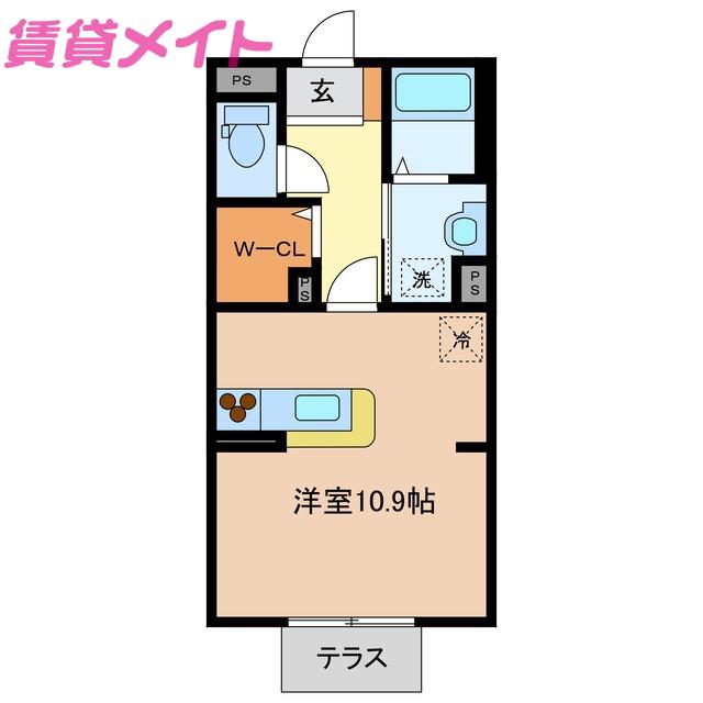 クレアコート(ワンルーム/1階)の間取り写真