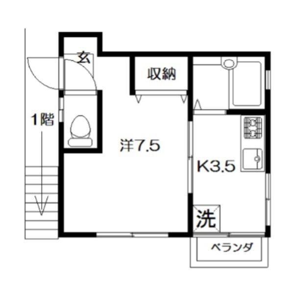 ANNEX・B(1K/2階)の間取り写真