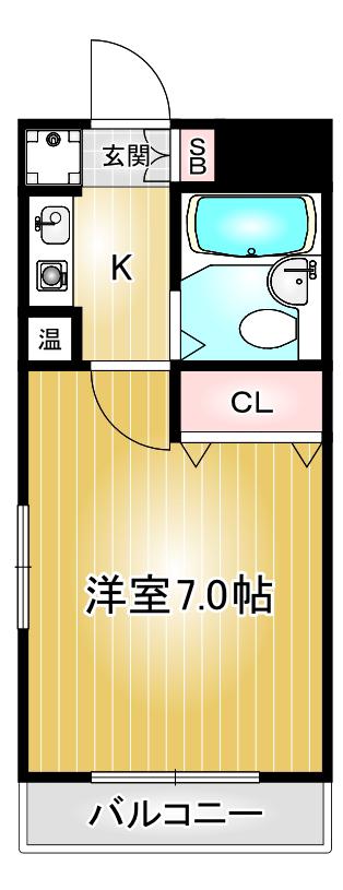 明楽春岡(1K/2階)の間取り写真
